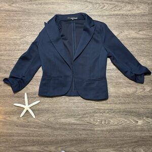 Amanda + Chelsea Navy Blue Textured Women's Blazer, Size Medium